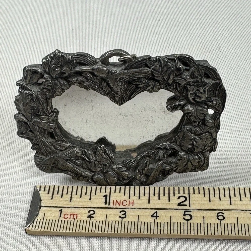 Vintage Anthropologie Pewter Heart Tabletop Mirror Arthur Court 1991‎